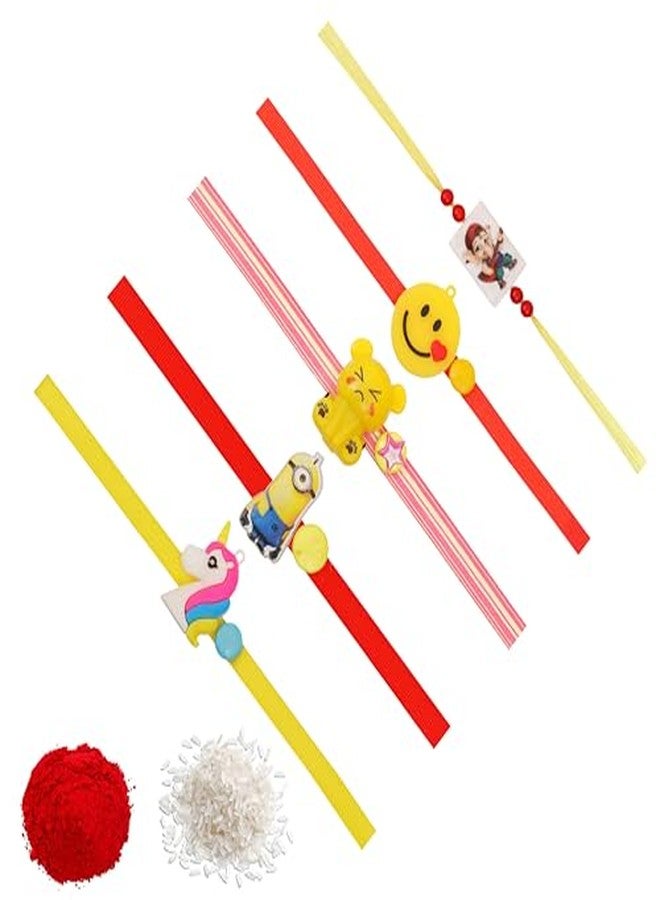 Vientiq Cartoon Characters Rakhi Combo Set of 5 Blasting Rakhi for Kids Brother with Roli & Chawal for Boys - Image 2
